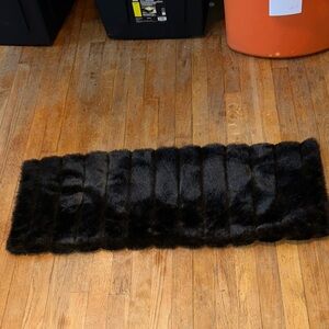 Pottery Barn Black Faux Fur Lumbar Pillow Cover 36”x14” rectangular dark‎ brown